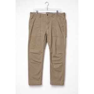 Relwen Pants Mens 36x 25.5in Beige Canvas Workwear Utility Flat Front Casual